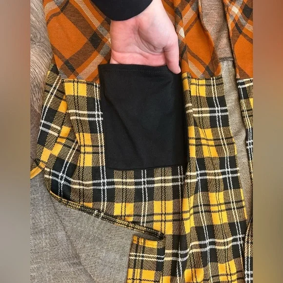 BiBi Colorful Plaid Cardigan Yellow Orange - Picture 3 of 5